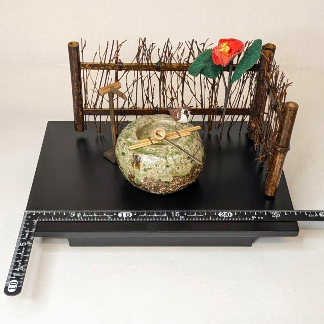 つくばいに雀 ミニチュア インテリア 蹲 スズメ つくばい